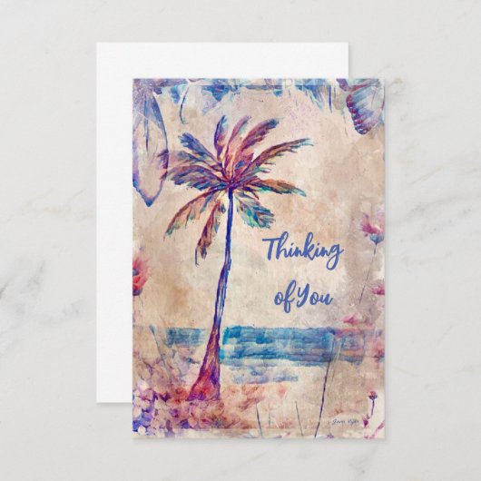 Palm Tree Denken Sie an Ihre Karte flache Note Car (Vorne/Hinten)