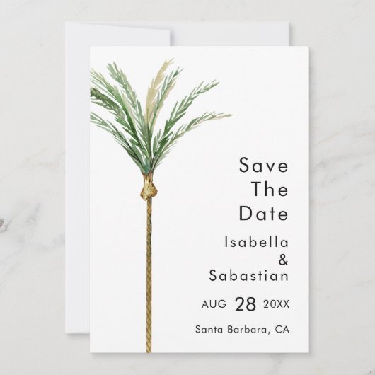 Palm Tree Destination Einfaches Foto Save the Date (Vorderseite)