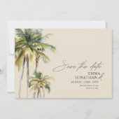 Palm Tree Destination Elegant Coastal Wedding Save The Date (Vorderseite)