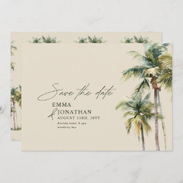 Palm Tree Destination Elegant Coastal Wedding Save The Date