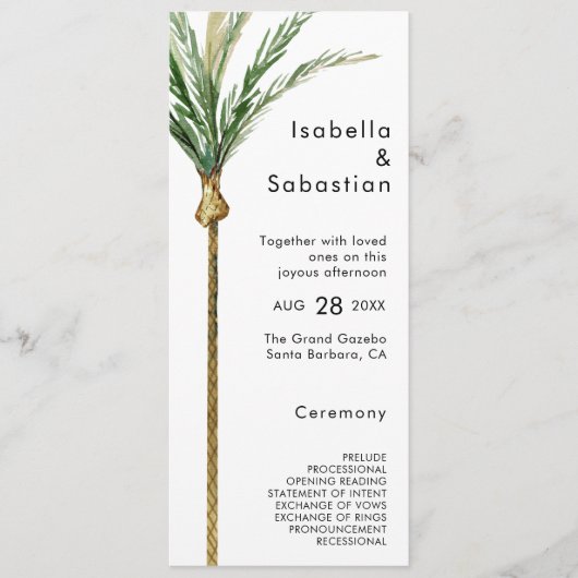 Palm Tree Destination Modern Wedding Flat Program Programm (Vorderseite)