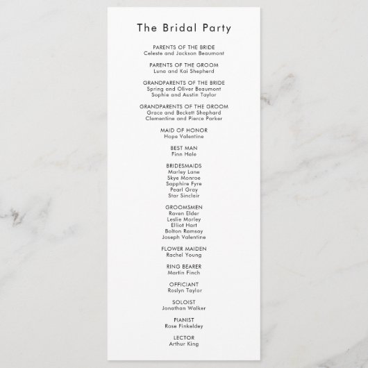 Palm Tree Destination Modern Wedding Flat Program Programm (Rückseite)