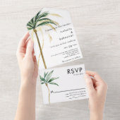 Palm Tree Destination Moderne Hochzeit All In One Einladung (Abreißen)