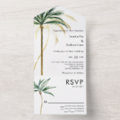 Palm Tree Destination Moderne Hochzeit All In One Einladung (Innen Boden)