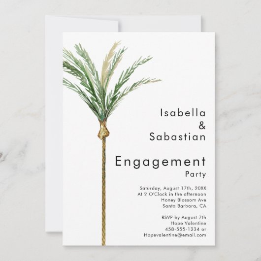 Palm Tree Destination Simple Engagement Party Einladung (Vorderseite)