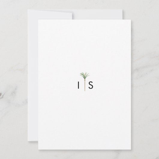 Palm Tree Destination Simple Wedding Einladung (Rückseite)