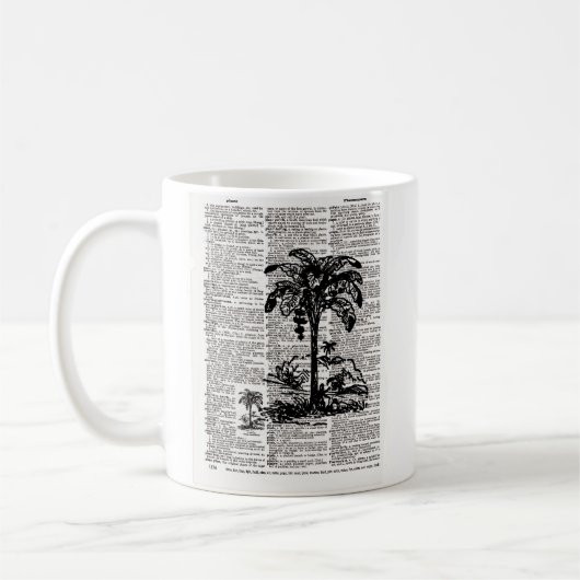 Palm Tree Dictionary Art Kaffeetasse (Links)