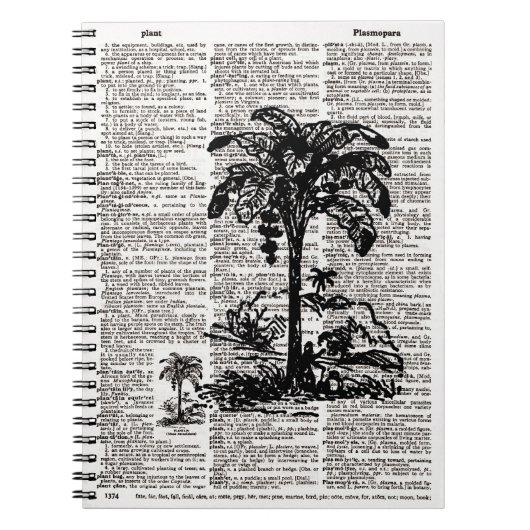 Palm Tree Dictionary Art Notizblock (Vorderseite)