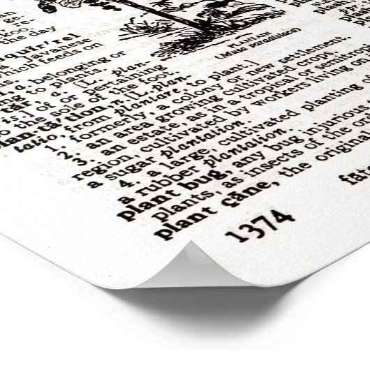 Palm Tree Dictionary Art Poster (Ecke)