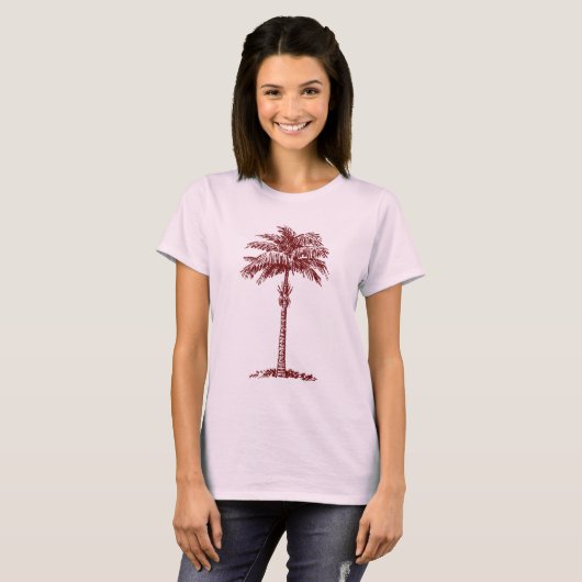 Palm Tree - Dunkelrot T-Shirt (Vorne ganz)