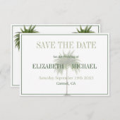 Palm Tree Elegant Moderne Hochzeit retten Datum Save The Date (Vorne/Hinten)