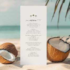 Palm Tree Elegant Script Modern Tropical Wedding Menükarte