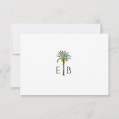 Palm Tree Elegant Tropical Monogram Wedding RSVP Karte (Rückseite)