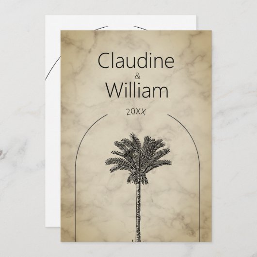 Palm Tree Elegante Hochzeit Probe Dinner Einladung (Vorne/Hinten)