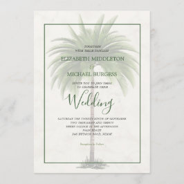 Palm Tree Elegante Moderne Hochzeit des Grünen Fei Einladung