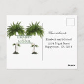 Palm Tree Elegante Moderne schicke jüdische Hochze Postkarte (Rückseite)