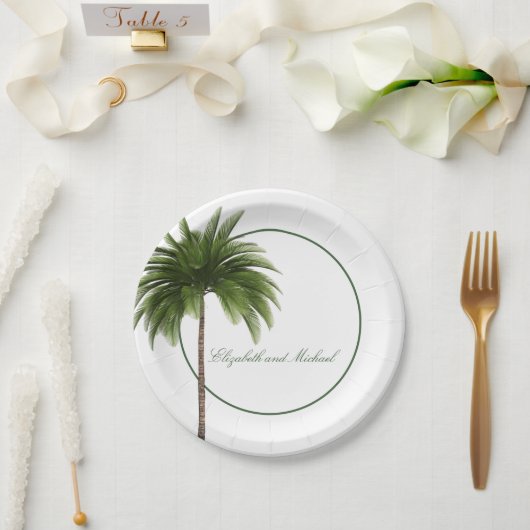 Palm Tree Elegante Moderner Chic Pappteller (Hochzeit)