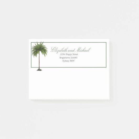 Palm Tree Elegante Modernes Chic Green Post-it Klebezettel (Vorderseite)