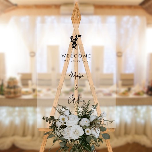 Palm Tree Elegante Script Wedding Willkommen Acrylschild