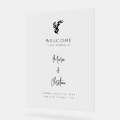 Palm Tree Elegante Script Wedding Willkommen Acrylschild (Winkel)
