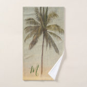 Palm Tree Elegante Tropical Vintag Monogram Badhandtuch Set (Handtuch)