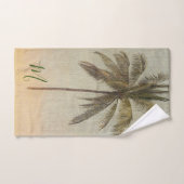 Palm Tree Elegante Tropical Vintag Monogram Badhandtuch Set (Handtuch)