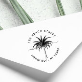 Palm Tree Familienname Runde Rücksendeadresse Gummistempel