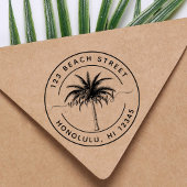 Palm Tree Familienname Runde Rücksendeadresse Gummistempel