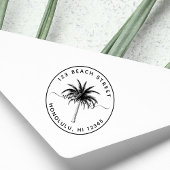 Palm Tree Familienname Runde Rücksendeadresse Gummistempel