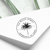 Palm Tree Familienname Runde Rücksendeadresse Gummistempel