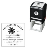 Palm Tree & Family Name Script-Rücksendeadresse Permastempel (Beispiel)