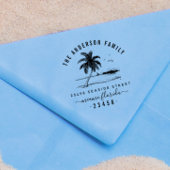 Palm Tree & Family Name Script-Rücksendeadresse Permastempel