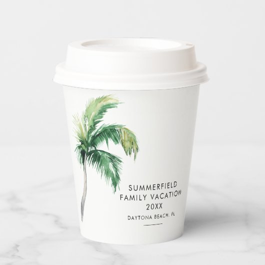 Palm Tree Family Vacation Custom Pappbecher (Vorderseite)