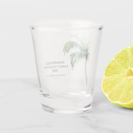 Palm Tree Family Vacation Custom Schnapsglas (Rückseite)