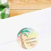 Palm Tree Family Wiedersehen Runder Aufkleber