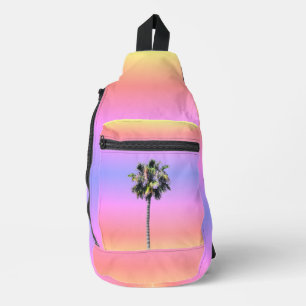 Palm Tree farbenfroh rosa Lila Druck Schneiden Beu Crossbody Bag