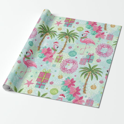 Palm Tree Flamingo Tropical Vibes Geschenkpapier (Ungerollt)