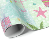 Palm Tree Flamingo Tropical Vibes Geschenkpapier (Rolleneckpunkt)