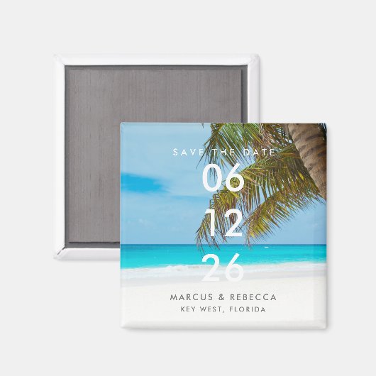 Palm Tree Florida Beach Hochzeit Save the Date Magnet (Vorderseite/Rückseite)