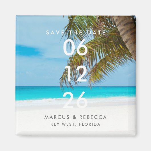 Palm Tree Florida Beach Hochzeit Save the Date Magnet (Vorne)