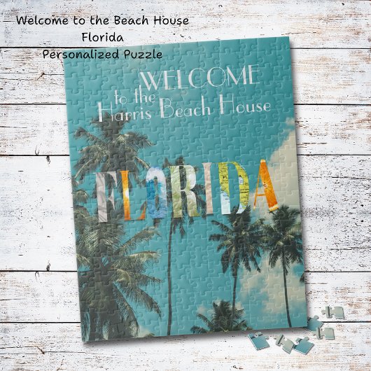 Palm Tree Florida Beach House Puzzle