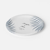 Palm Tree Foliage Dusty Blue Blätter Coole Hochzei Pappteller (Schrägansicht)