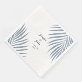 Palm Tree Foliage Dusty Blue Blätter Coole Hochzei Serviette (Ecke)