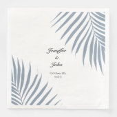 Palm Tree Foliage Dusty Blue Blätter Coole Hochzei Serviette (Vorderseite)