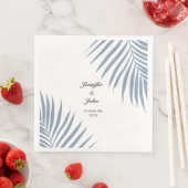Palm Tree Foliage Dusty Blue Blätter Coole Hochzei Serviette (Beispiel)
