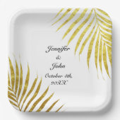 Palm Tree Foliage Gold Foil Blätter Coole Hochzeit Pappteller (Vorderseite)