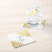 Palm Tree Foliage Gold Foil Blätter Coole Hochzeit Rechteckiger Pappuntersetzer (Vor Ort)