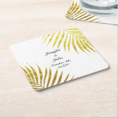 Palm Tree Foliage Gold Foil Blätter Coole Hochzeit Rechteckiger Pappuntersetzer (angewinkelt)
