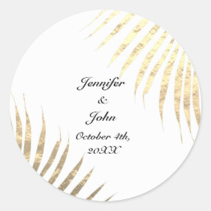 Palm Tree Foliage Gold Foil Blätter Hochzeiten 202 Runder Aufkleber
