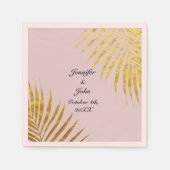 Palm Tree Foliage Gold Foil Blätter Hochzeiten Ros Serviette (Vorderseite)